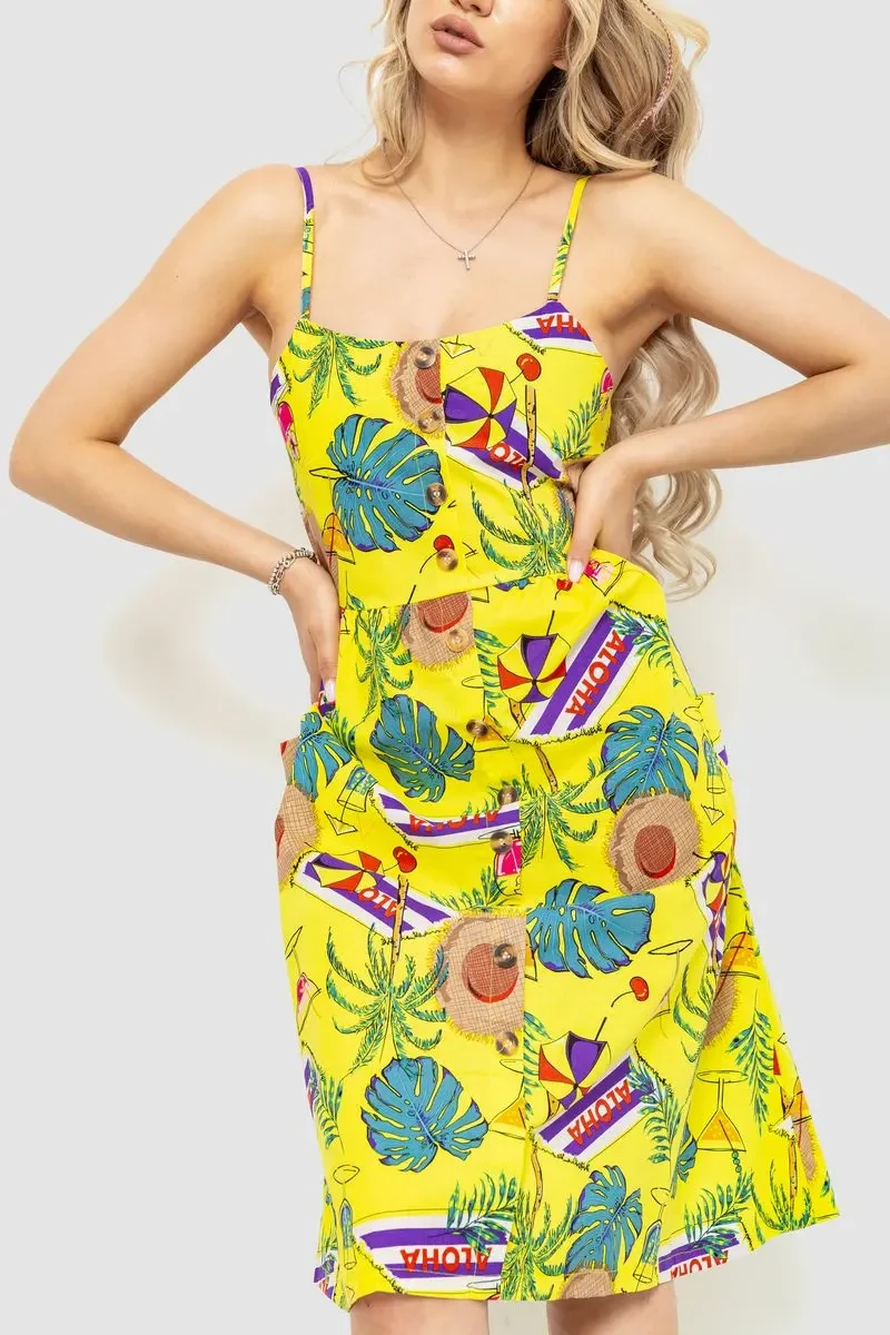 Жіночий сарафан з квітковим принтом, колір жовтий, 221R1932-1 3