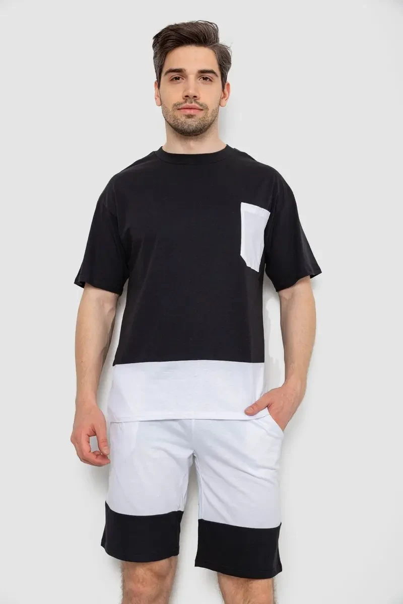 Костюм чоловічий повсякденний, колір чорно-білий, 238R1533