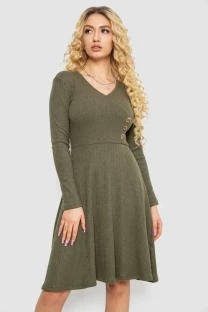 Сукня трикотажна з оборкою, колір хакі, 230R0113