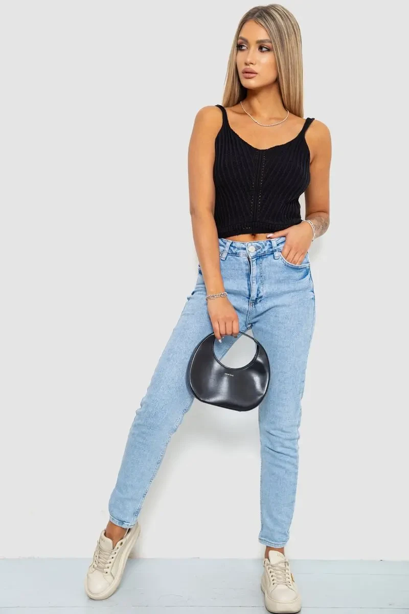 Топ жіночий в'язаний, колір чорний, 244R287 2