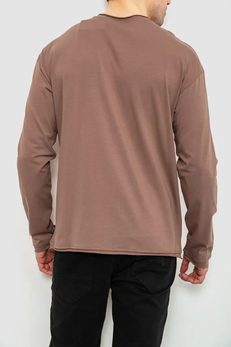 Чоловічий лонгслів однотонний, колір коричневий, 102R3308 4