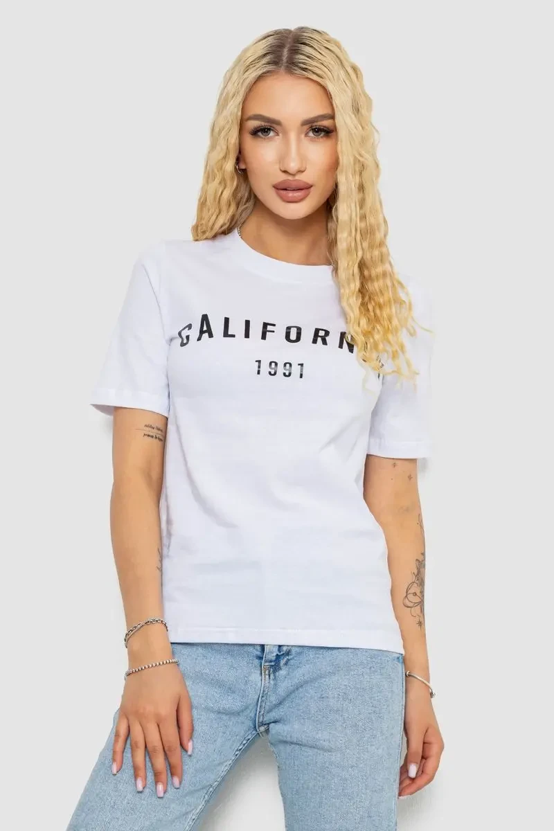 Футболка жіноча з принтом 241R130, колір білий, 241R131