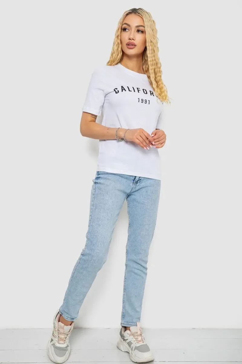 Футболка жіноча з принтом 241R130, колір білий, 241R131 2