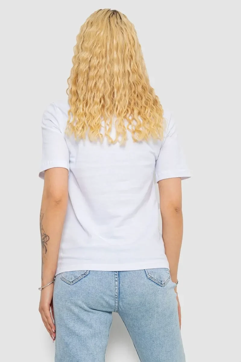 Футболка жіноча з принтом 241R130, колір білий, 241R131 4