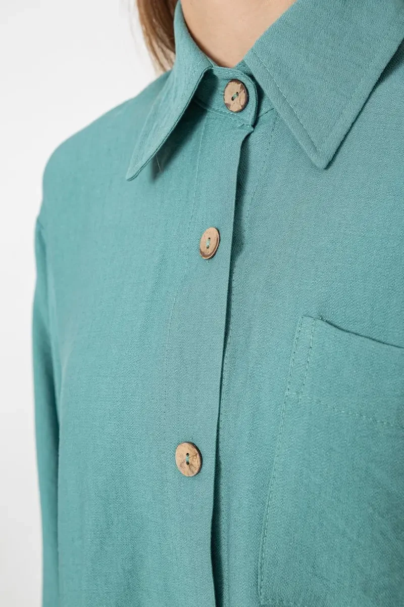 Костюм жіночий вільного крою жатка, колір оливковий, 102R5264 4