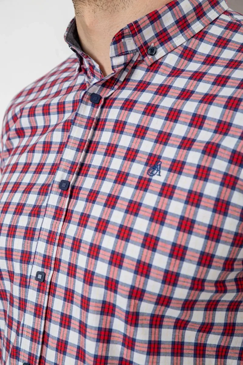 Сорочка чоловіча в клітку, колір молочний, 214R2445-6 5