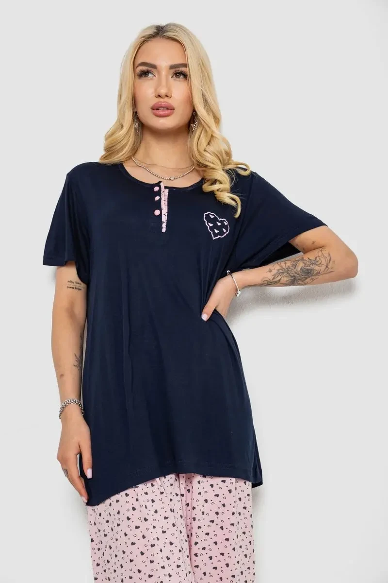 Піжама жіноча з принтом, колір синій, 243R7028 2