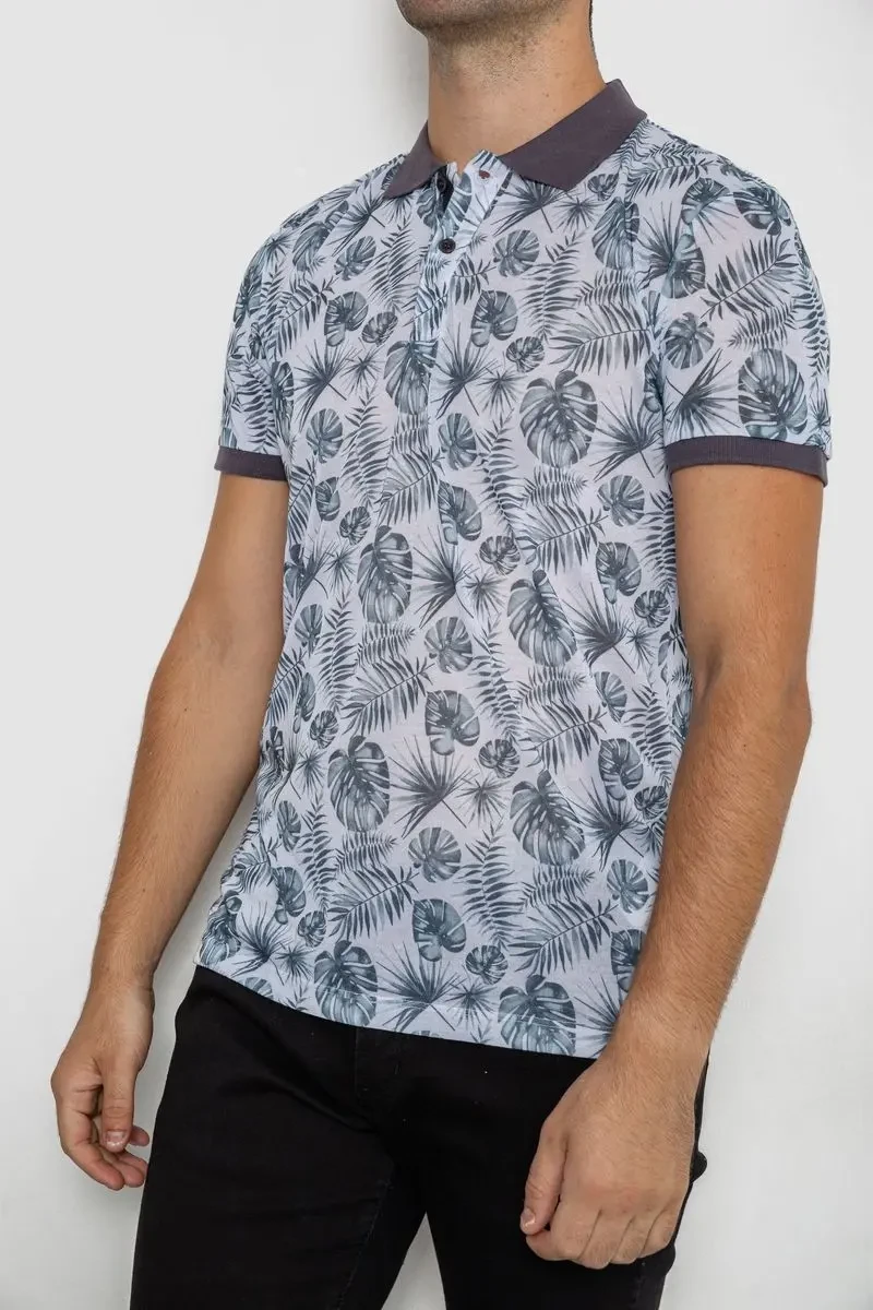 Поло чоловіче з принтом, колір біло-зелений, 247R311 3