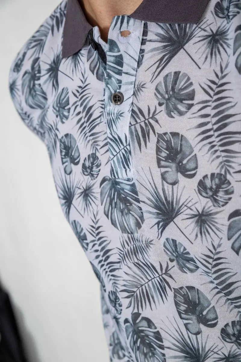 Поло чоловіче з принтом, колір біло-зелений, 247R311 5