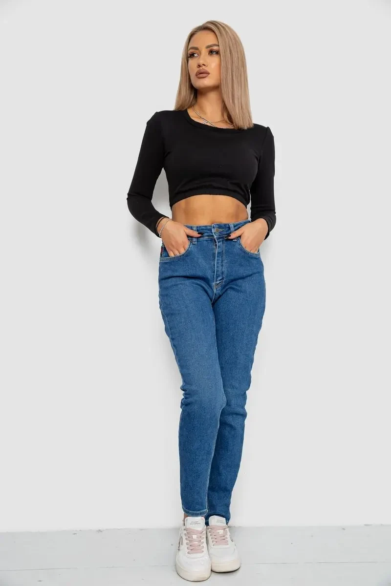 Джинси жіночі Mom-fit стрейч, колір синій, 244R1134 2