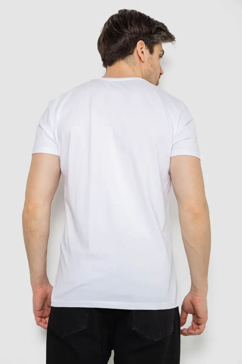 Футболка чоловіча однотонна базова, колір білий, 244R2404 4