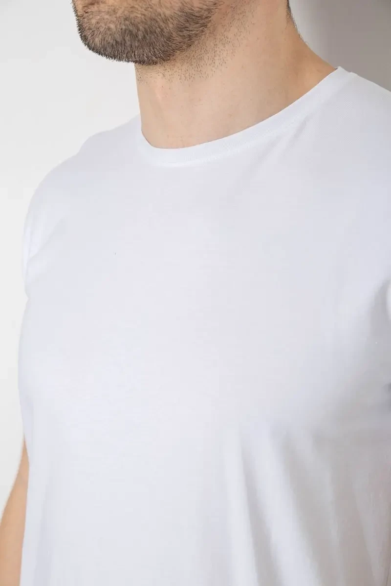 Футболка чоловіча однотонна базова, колір білий, 244R2404 5