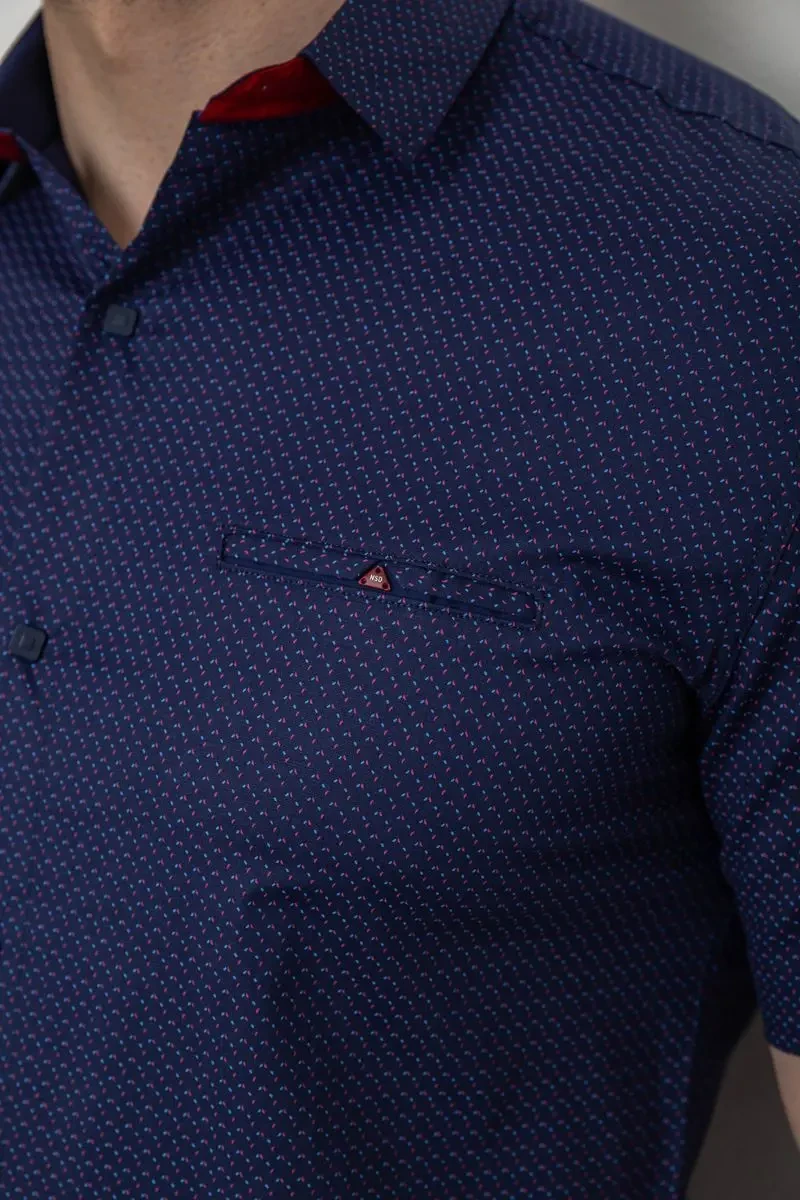 Сорочка чоловіча з принтом, колір синій, 214R7143 5