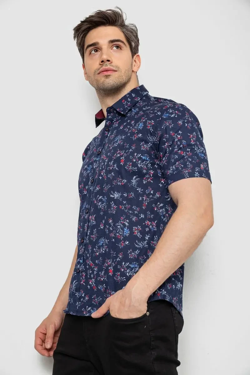 Сорочка чоловіча з принтом, колір темно-синій, 214R6917-91 3