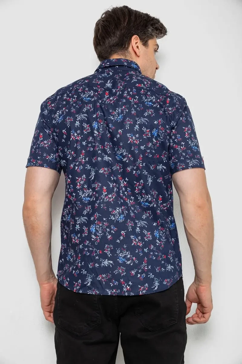 Сорочка чоловіча з принтом, колір темно-синій, 214R6917-91 4