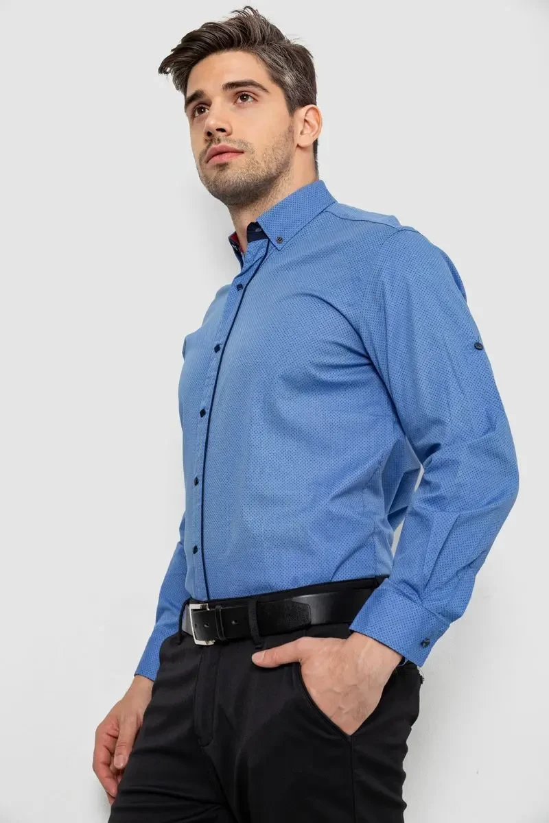 Сорочка чоловіча з принтом, колір блакитний, 214R16111-1 3