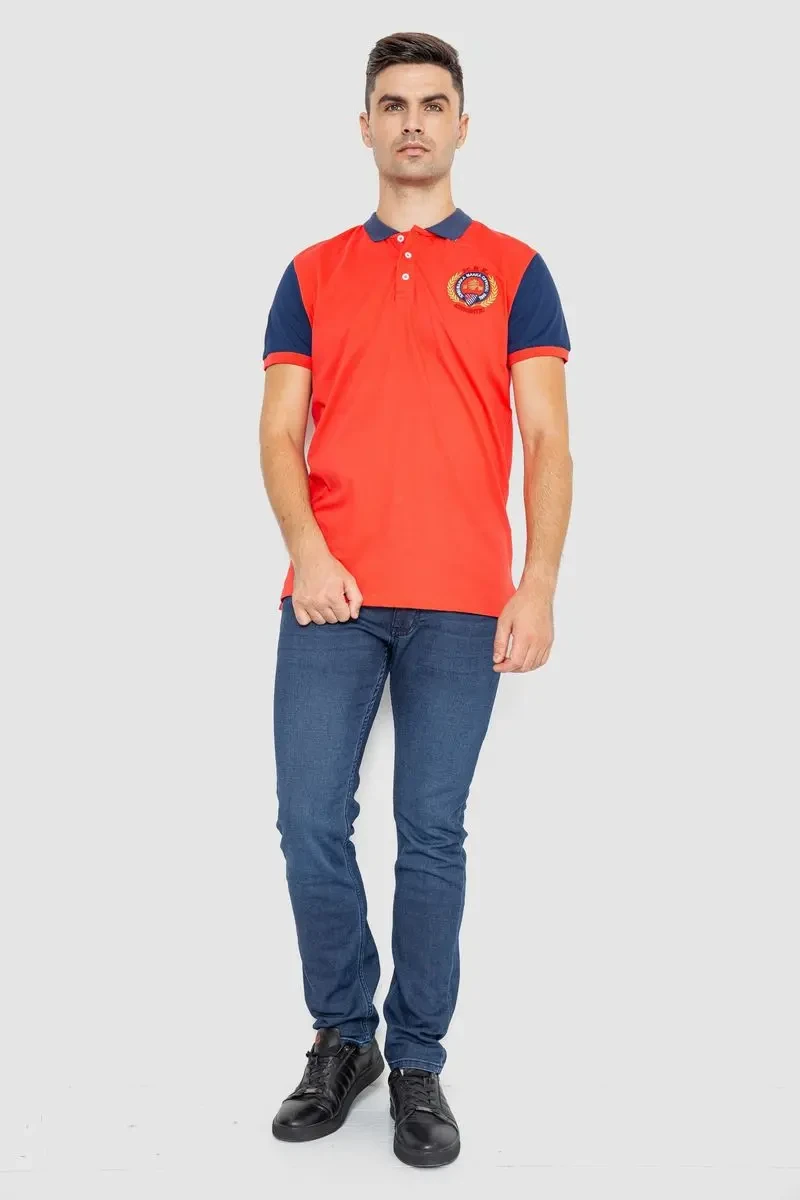 Поло чоловіче з принтом, колір кораловий, 247R317 2