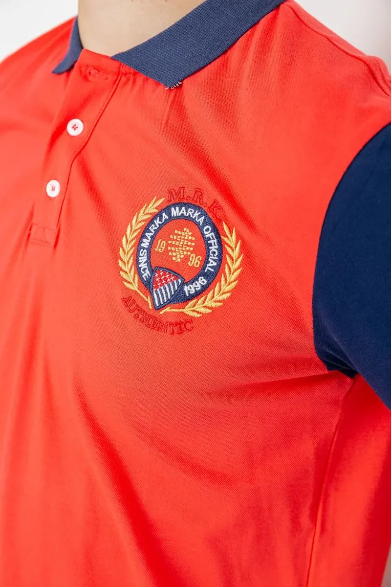 Поло чоловіче з принтом, колір кораловий, 247R317 5