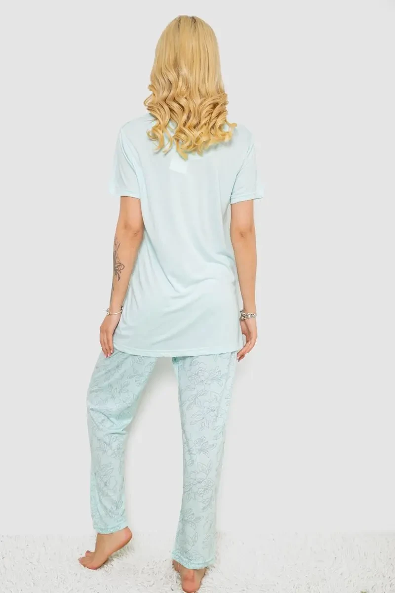 Піжама жіноча з принтом, колір м'ятний, 243R6623 4
