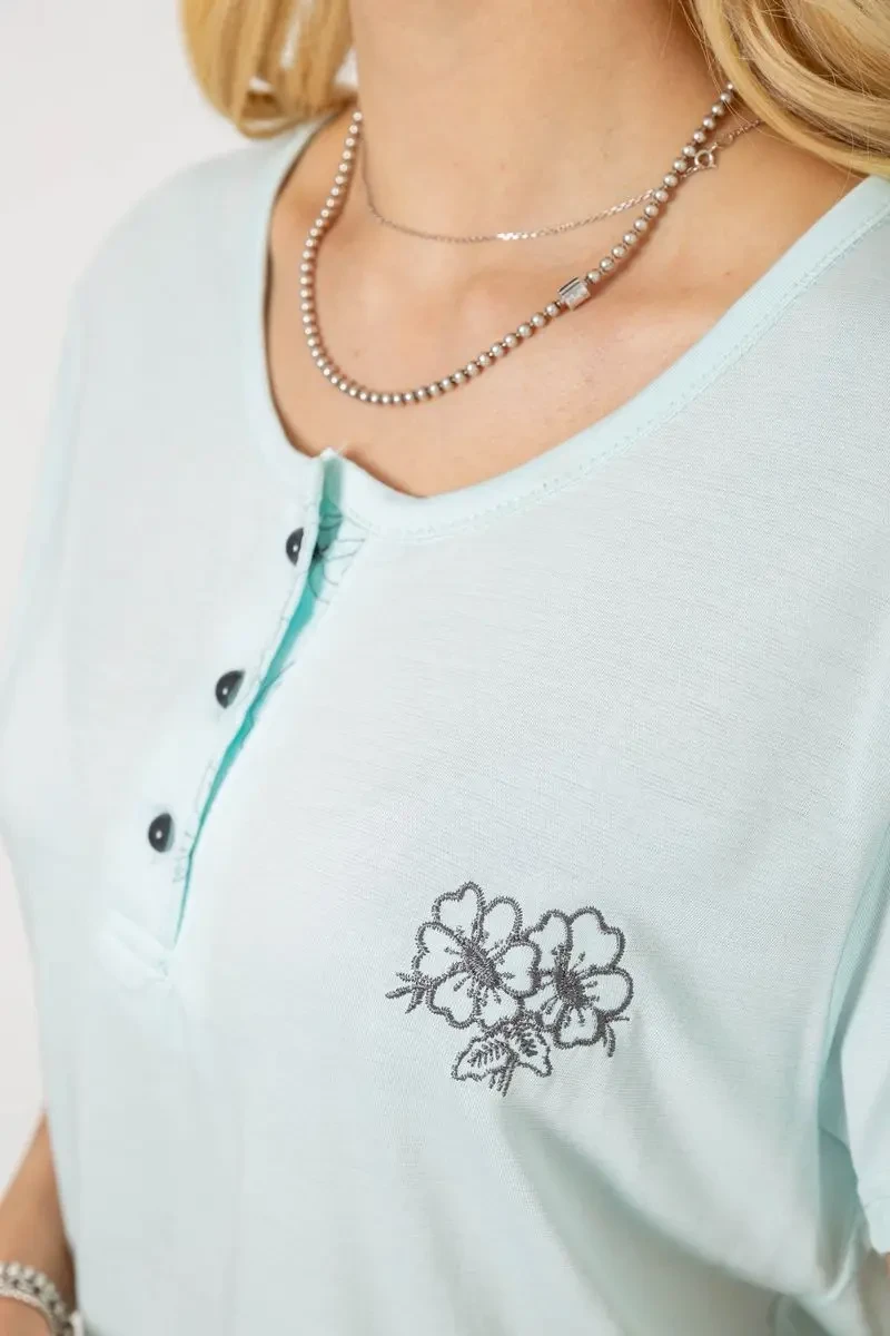 Піжама жіноча з принтом, колір м'ятний, 243R6623 5