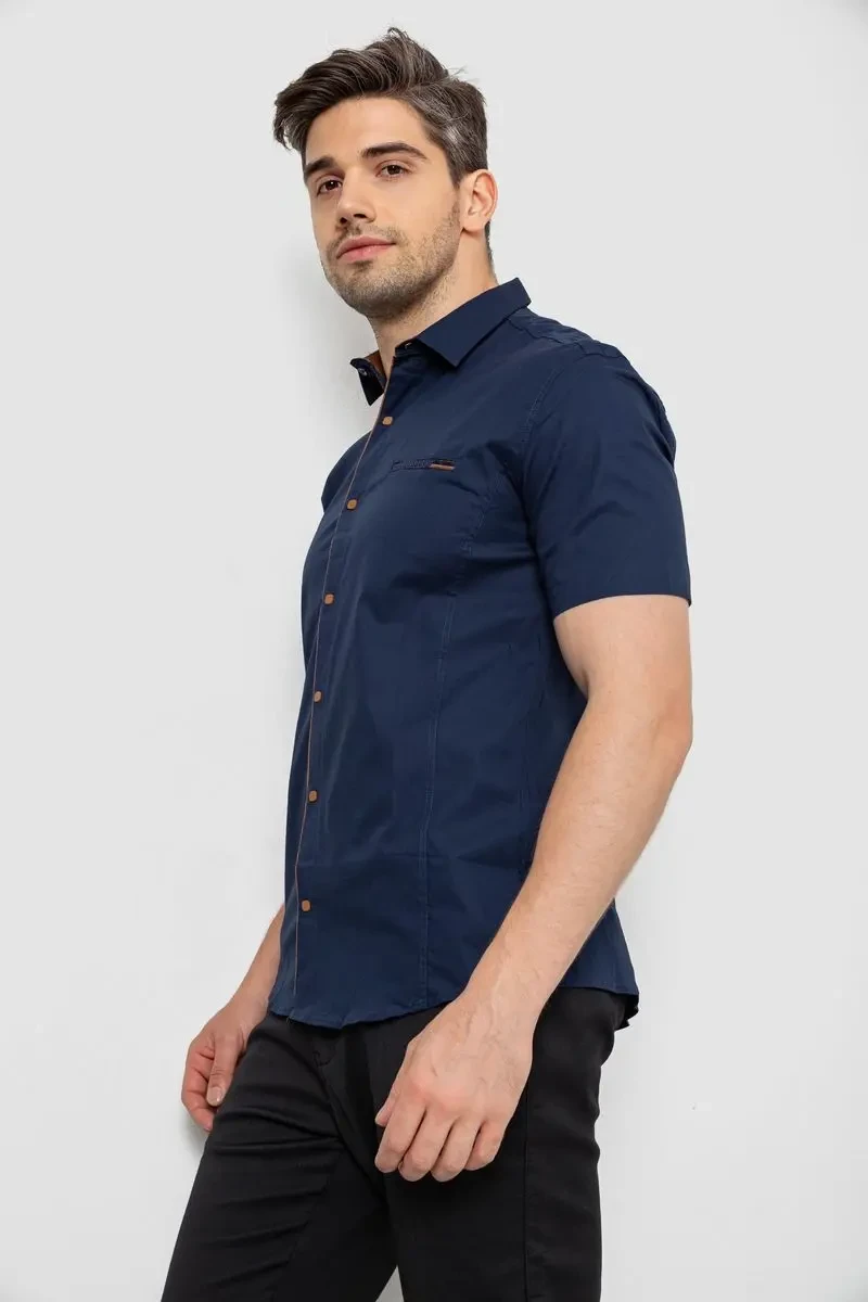 Сорочка чоловіча однотонна, колір темно-синій, 214R7119-1 3