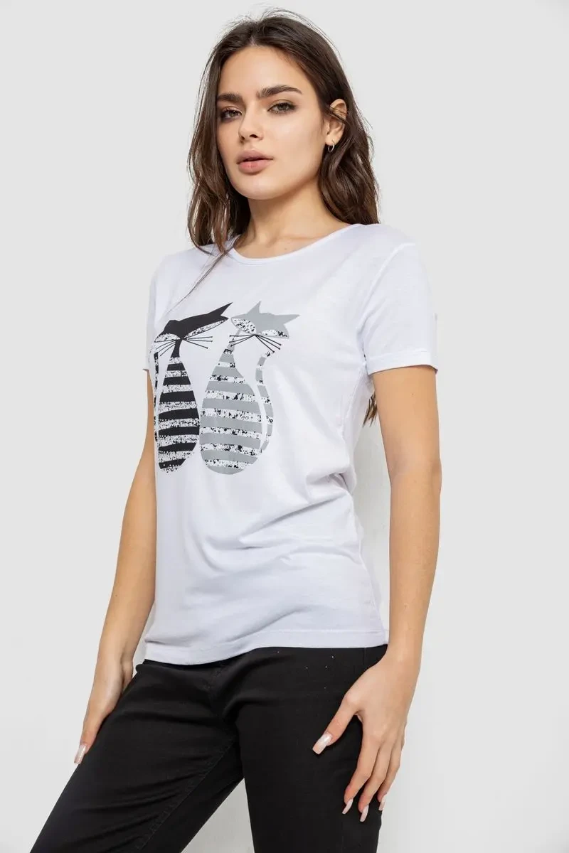 Футболка жіноча з принтом, колір білий, 244R502 3