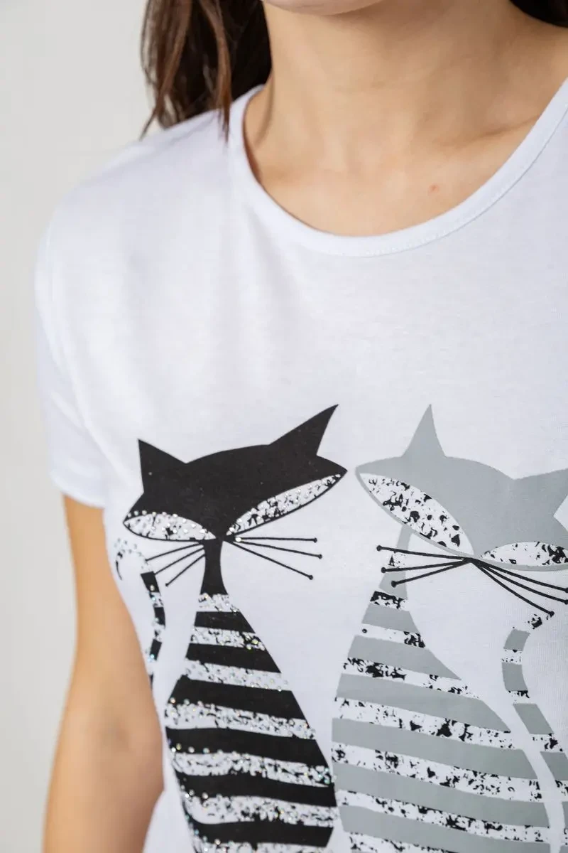 Футболка жіноча з принтом, колір білий, 244R502 5