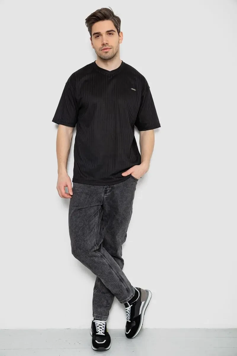 Футболка чоловіча однотонна, колір чорний, 247R3140 2