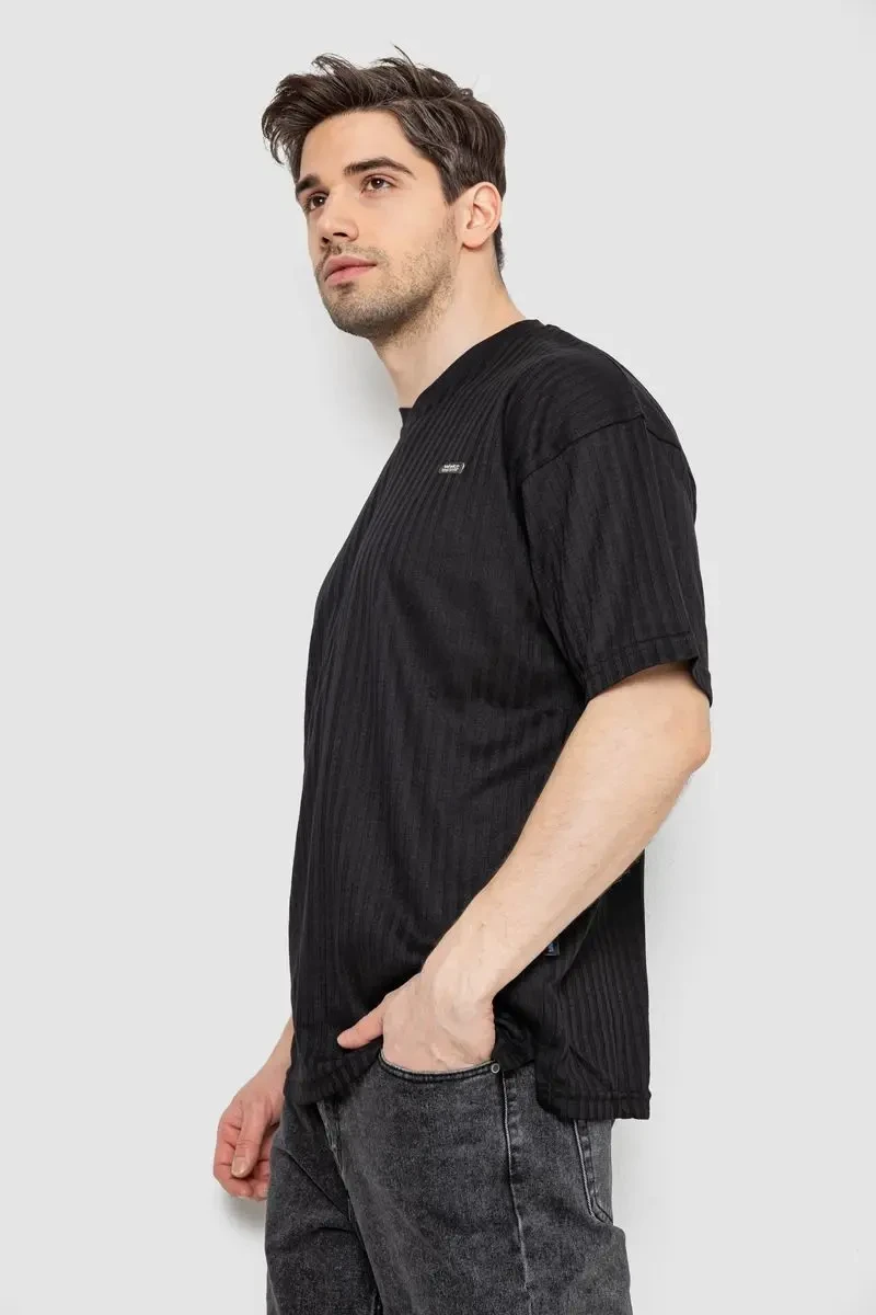 Футболка чоловіча однотонна, колір чорний, 247R3140 3