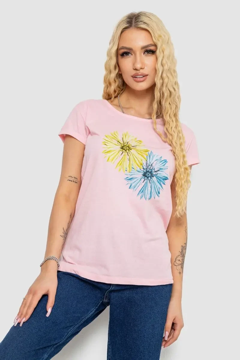 Футболка жіноча з принтом, колір рожевий, 244R2215