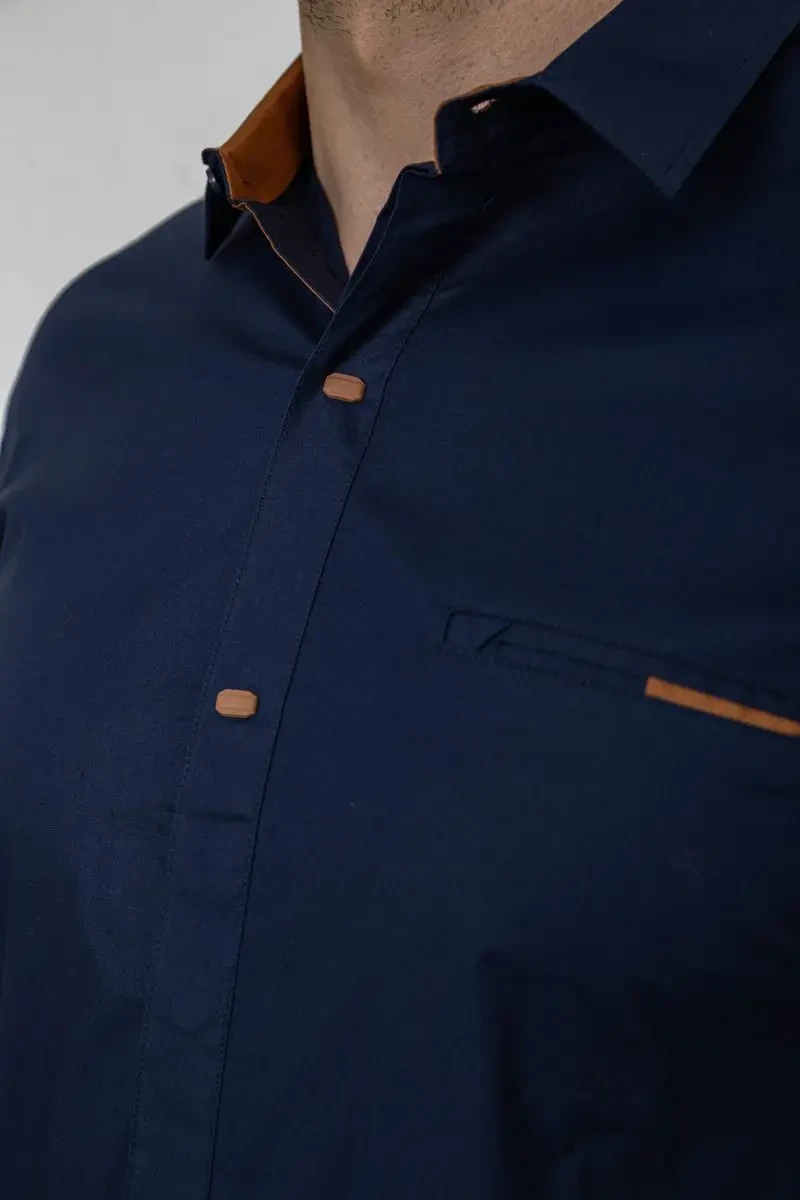 Сорочка чоловіча однотонна, колір синій, 214R7118 5