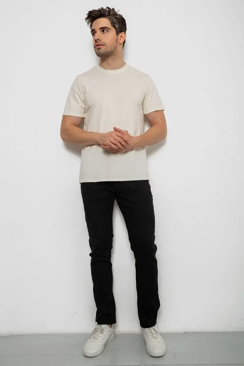 Футболка чоловіча однотонна, колір кремовий, 238R155 2