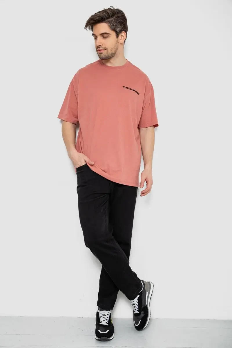 Футболка чоловіча з принтом, колір темно-кораловий, 244R2127 2