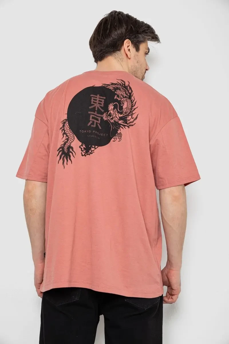 Футболка чоловіча з принтом, колір темно-кораловий, 244R2127 4
