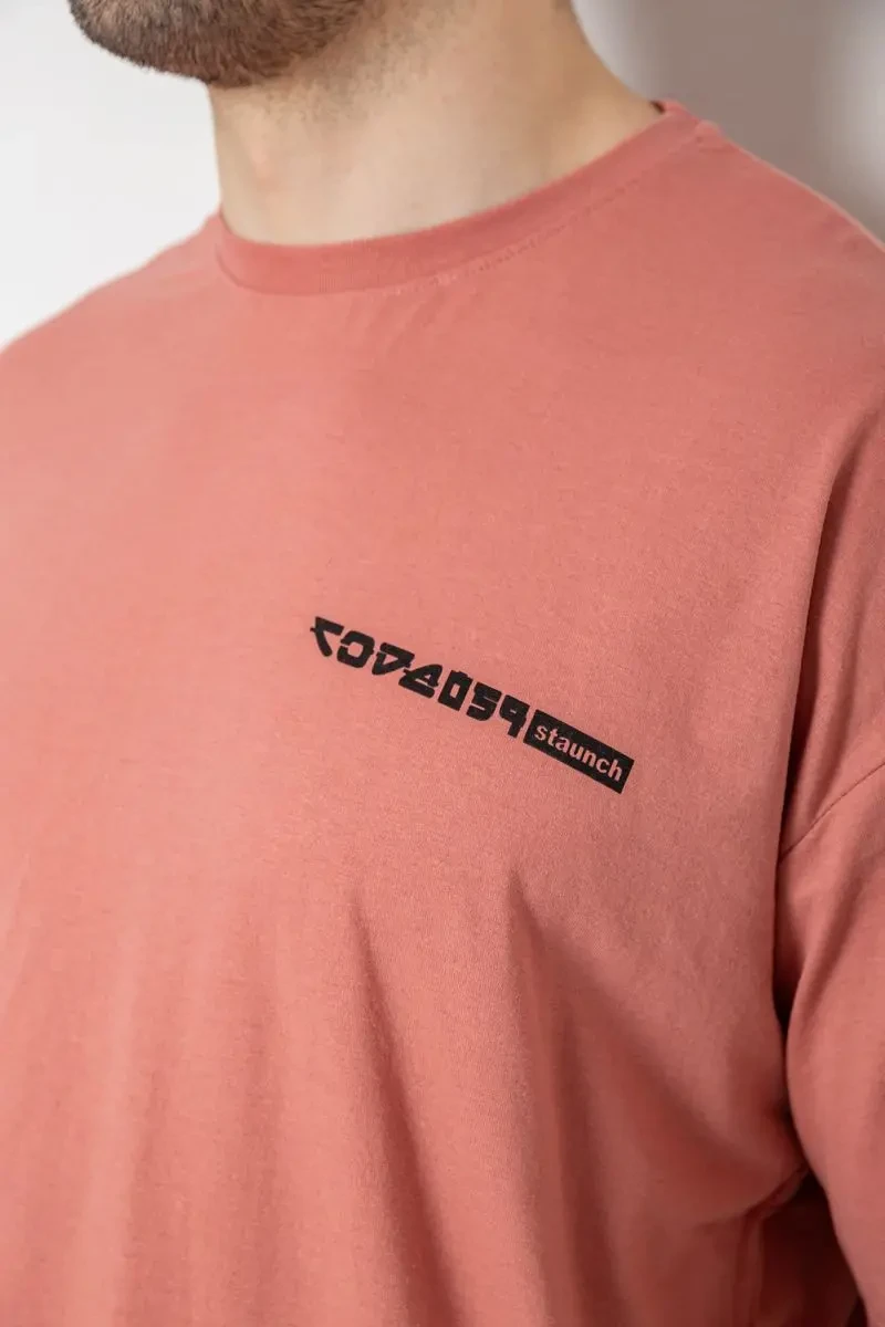 Футболка чоловіча з принтом, колір темно-кораловий, 244R2127 5