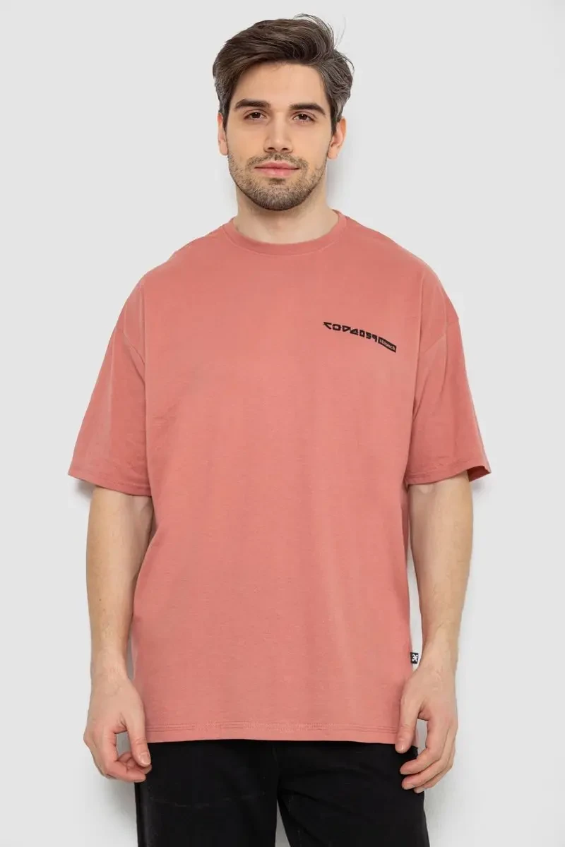 Футболка чоловіча з принтом, колір темно-кораловий, 244R2127