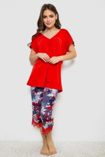 Жіноча піжама з принтом, колір червоний, 243R1602-006
