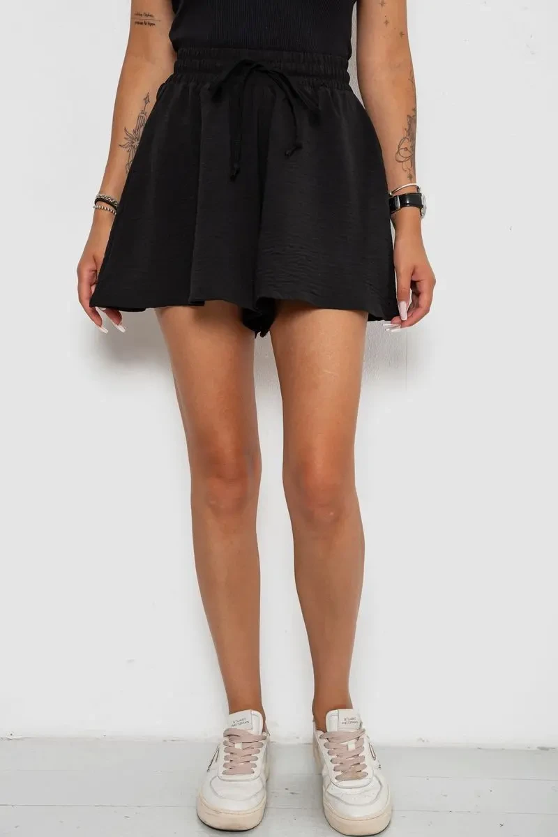 Шорти жіночі однотонні, колір чорний, 102R5256-6