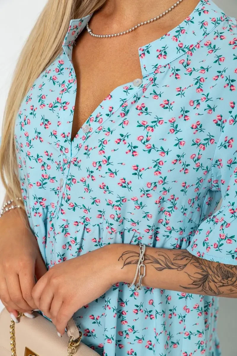 Плаття з квітковим принтом, колір блакитний, 102R5251-1 5