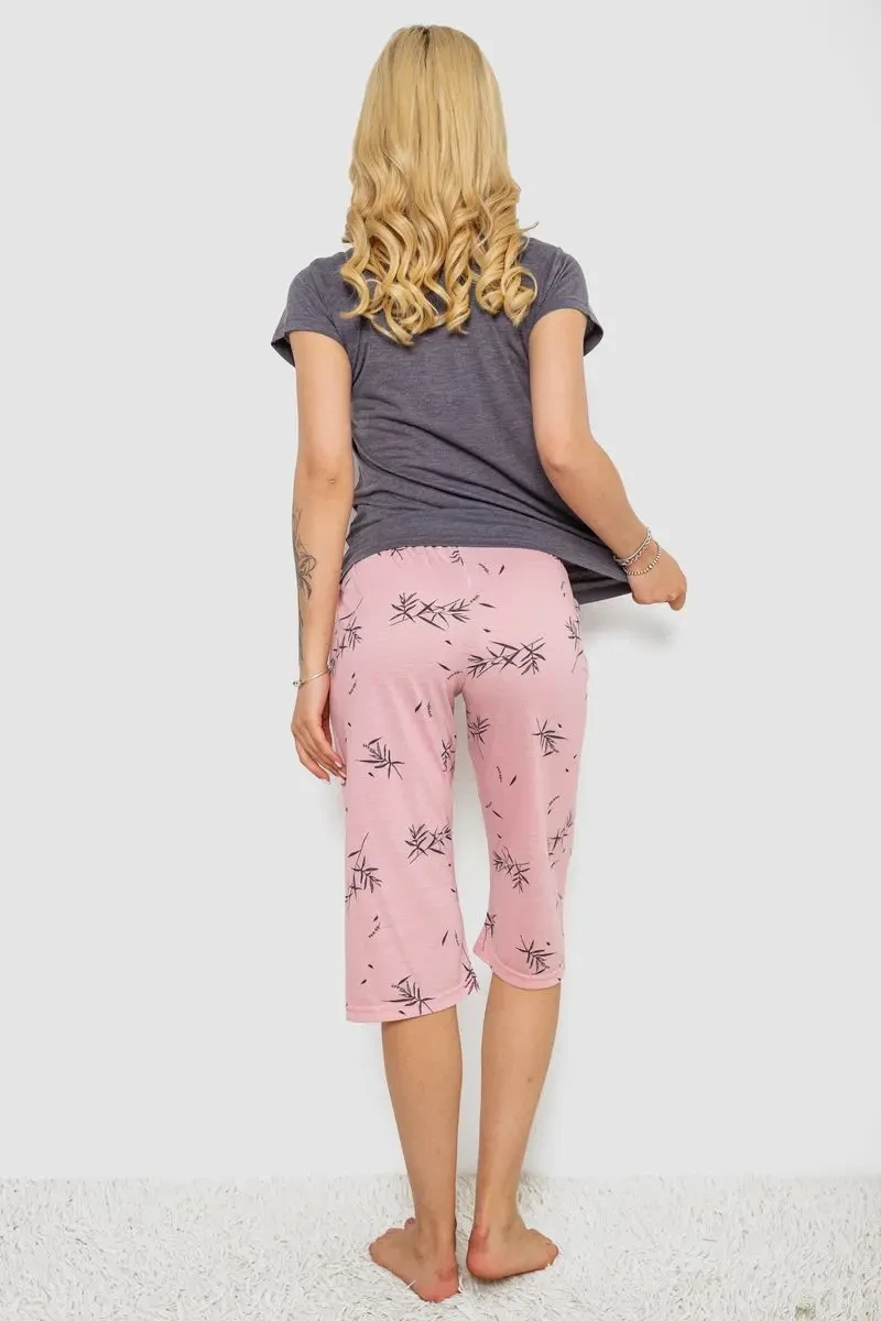 Піжама жіноча з принтом, колір сірий, 243R7150 4