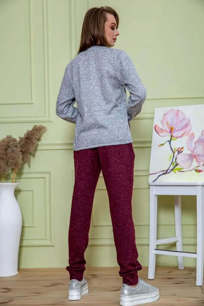 Ангоровий жіночий костюм, сіро-бордового кольору, 172R1228 5