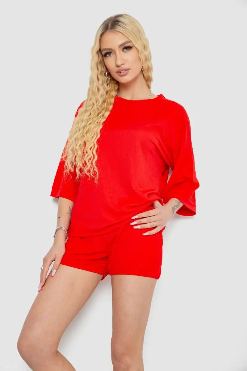 Костюм жіночий повсякденний, колір червоний, 238R6628 3