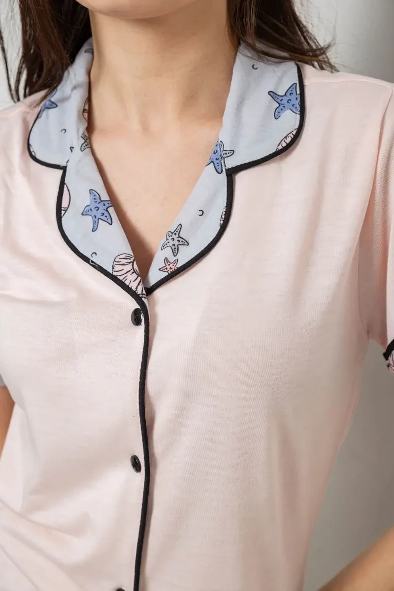 Жіноча піжама з принтом, колір рожевий, 243R7130 5