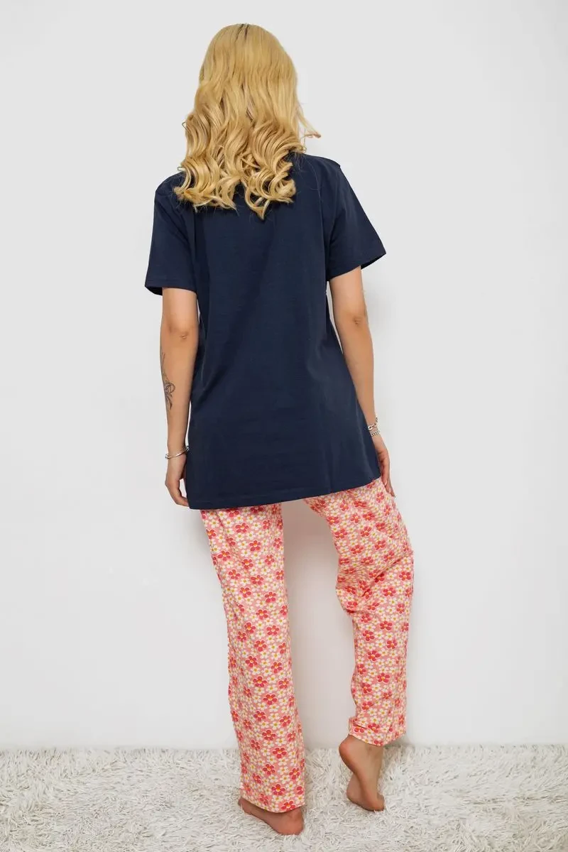 Піжама жіноча з принтом, колір синій, 243R10362 4
