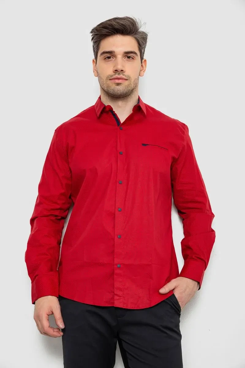 Сорочка чоловіча з принтом, колір бордовий, 214R7403 2