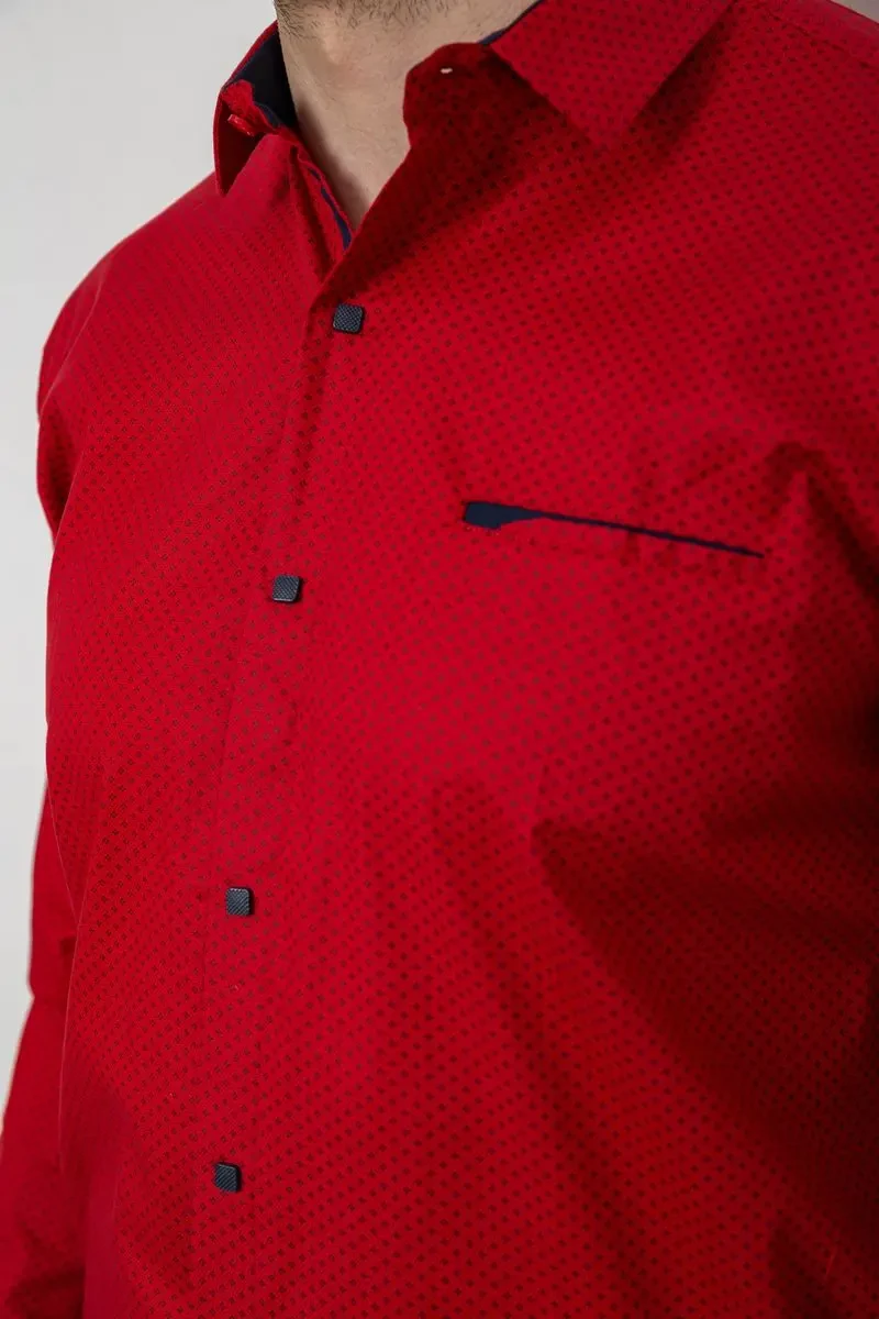 Сорочка чоловіча з принтом, колір бордовий, 214R7403 6