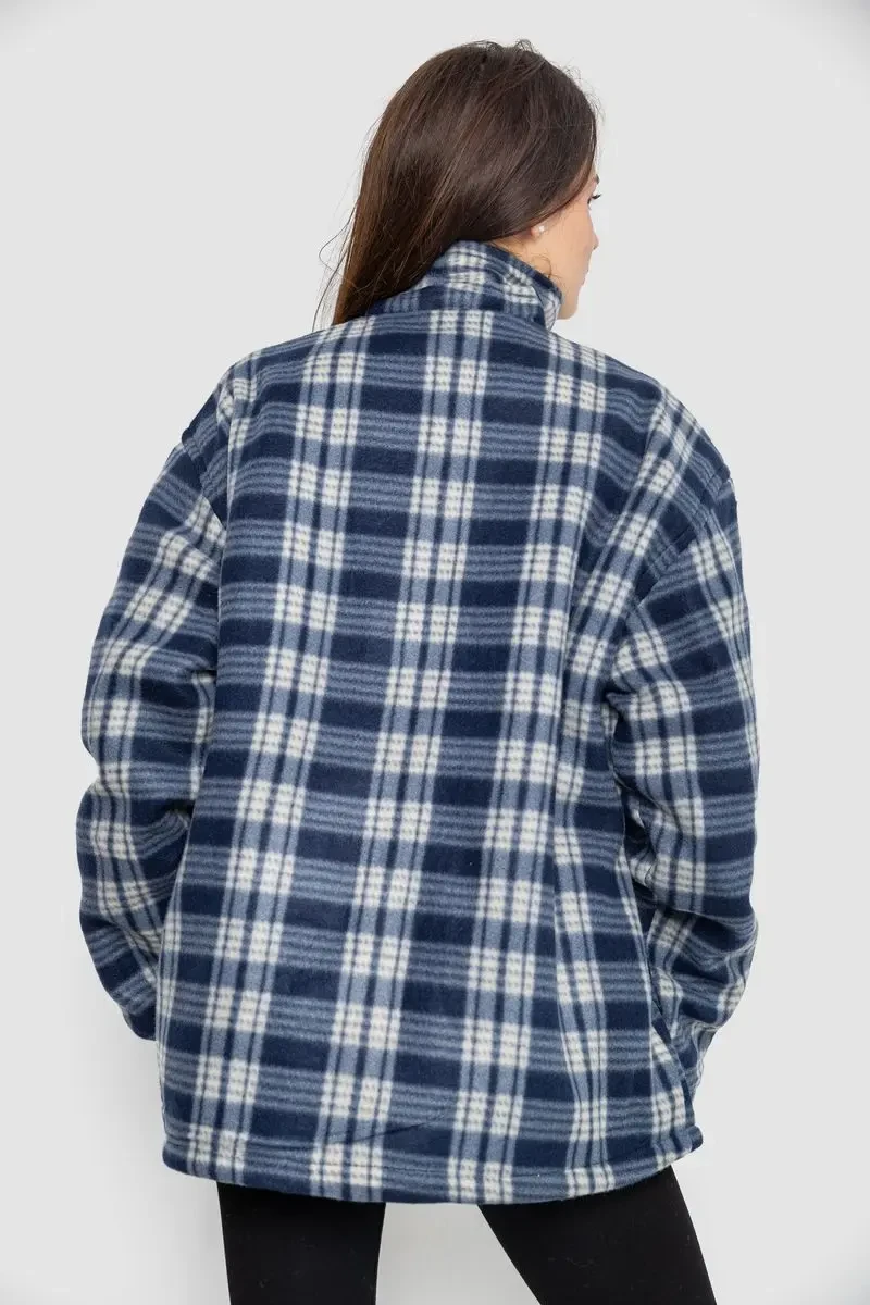 Кофта-сорочка на блискавці утеплена, колір бежево-синій, 244R2210 4