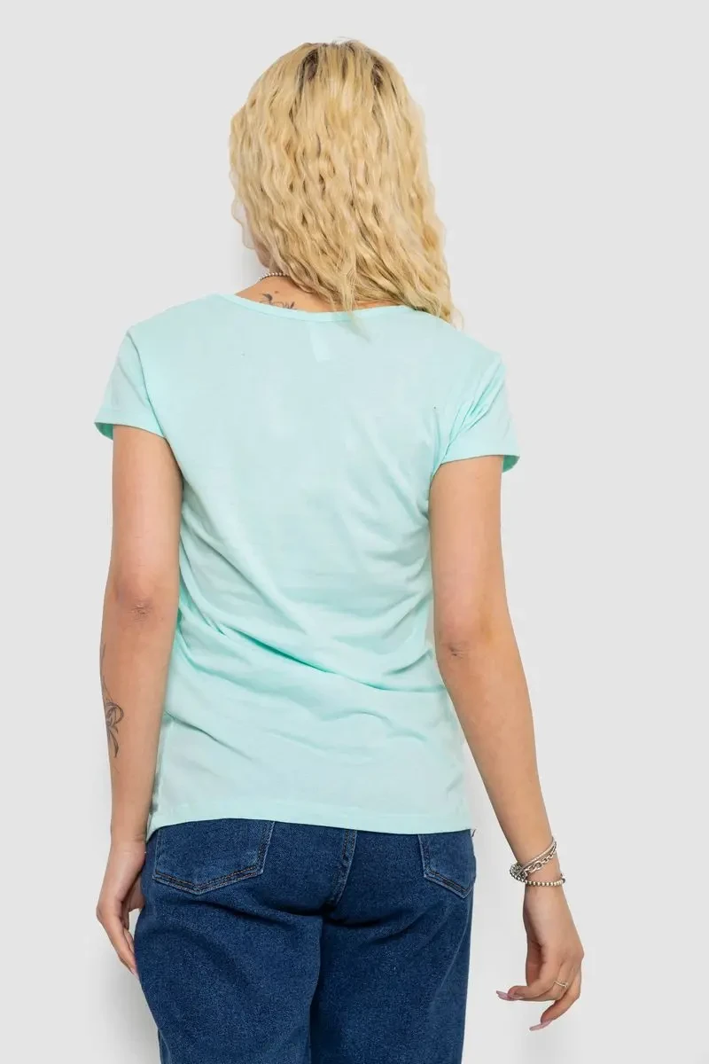 Футболка жіноча з принтом, колір м'ятний, 244R2217 4