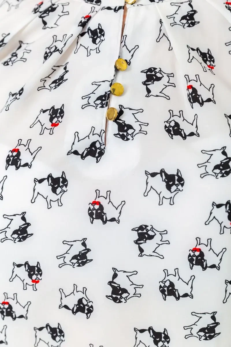 Блуза з принтом, колір молочно-чорний, 230R1121 5