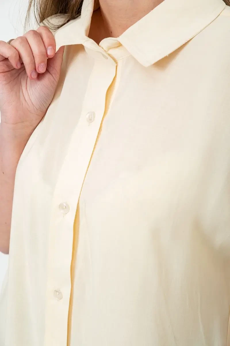 Сорочка жіноча однотонна на ґудзиках, колір світло-бежевий, 102R5230 5